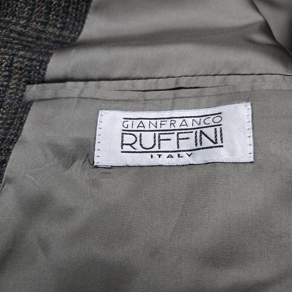 Gianfranco Ruffini Lambswool Sport Coat Blazer 48R Glen Plaid Academia Old Money - Picture 10 of 11
